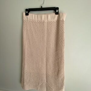 Nine West Cream Crochet Long lined Skirt with Slit Size Large Runs small